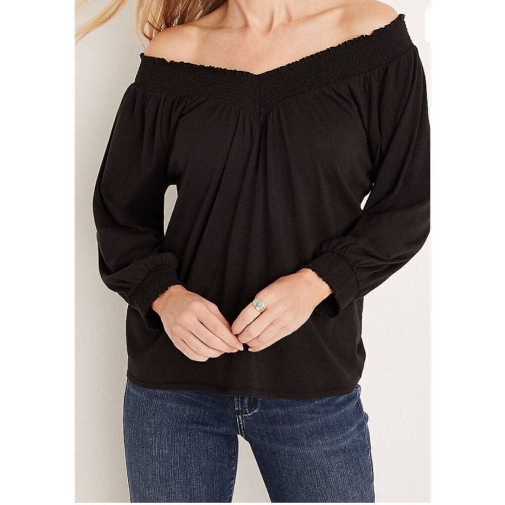 Maurices 2X Solid Smocked Off The Shoulder Top (L)